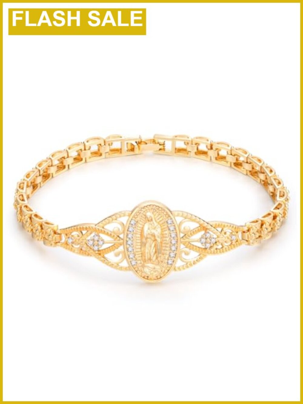 14k Gold Plated Virgin Mary Bracelet Catholic Religious Jewelry Gift for Her